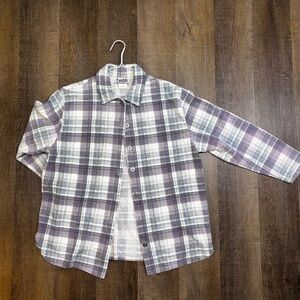 Vintage Teddi Women's Plaid Button Down Shirt - Purple and White